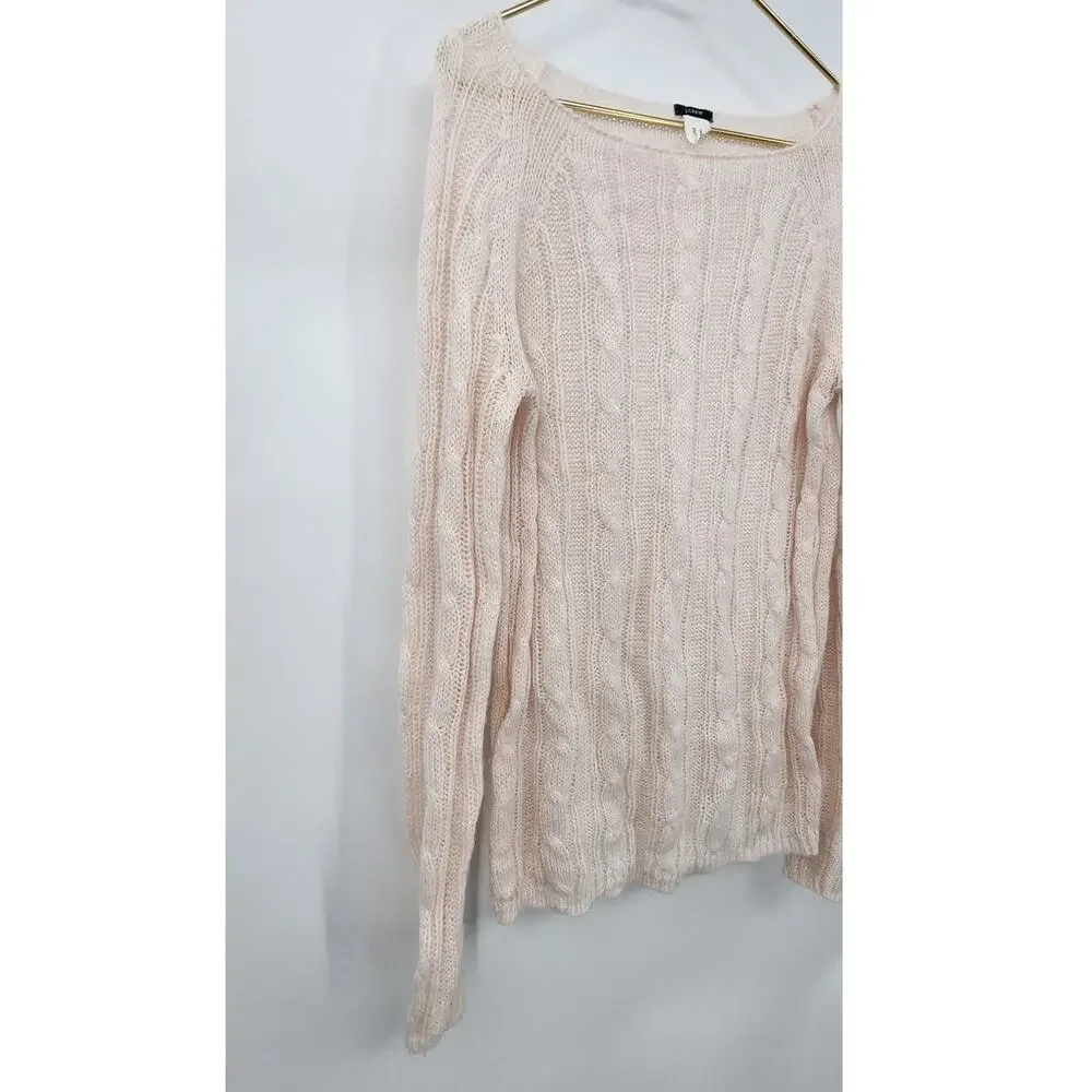 J. Crew Mohair Wool Blend Long‎ Sleeve White Cream Knit Sweater Size Medium